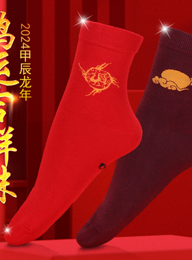 属蛇本命年红袜子纯棉七星连珠男女士秋冬中筒过新年红色棉袜礼盒