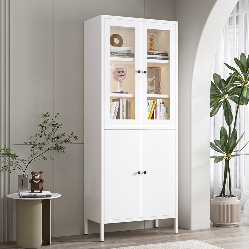 轻奢书架置物架客厅家用展示柜铁艺书柜组合多层落地储物柜收纳柜