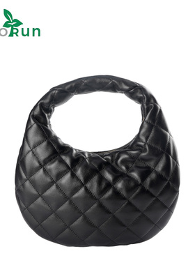 hobo月牙包秋季新款菱格纹月牙包经典羊皮单肩包复古女士腋下包