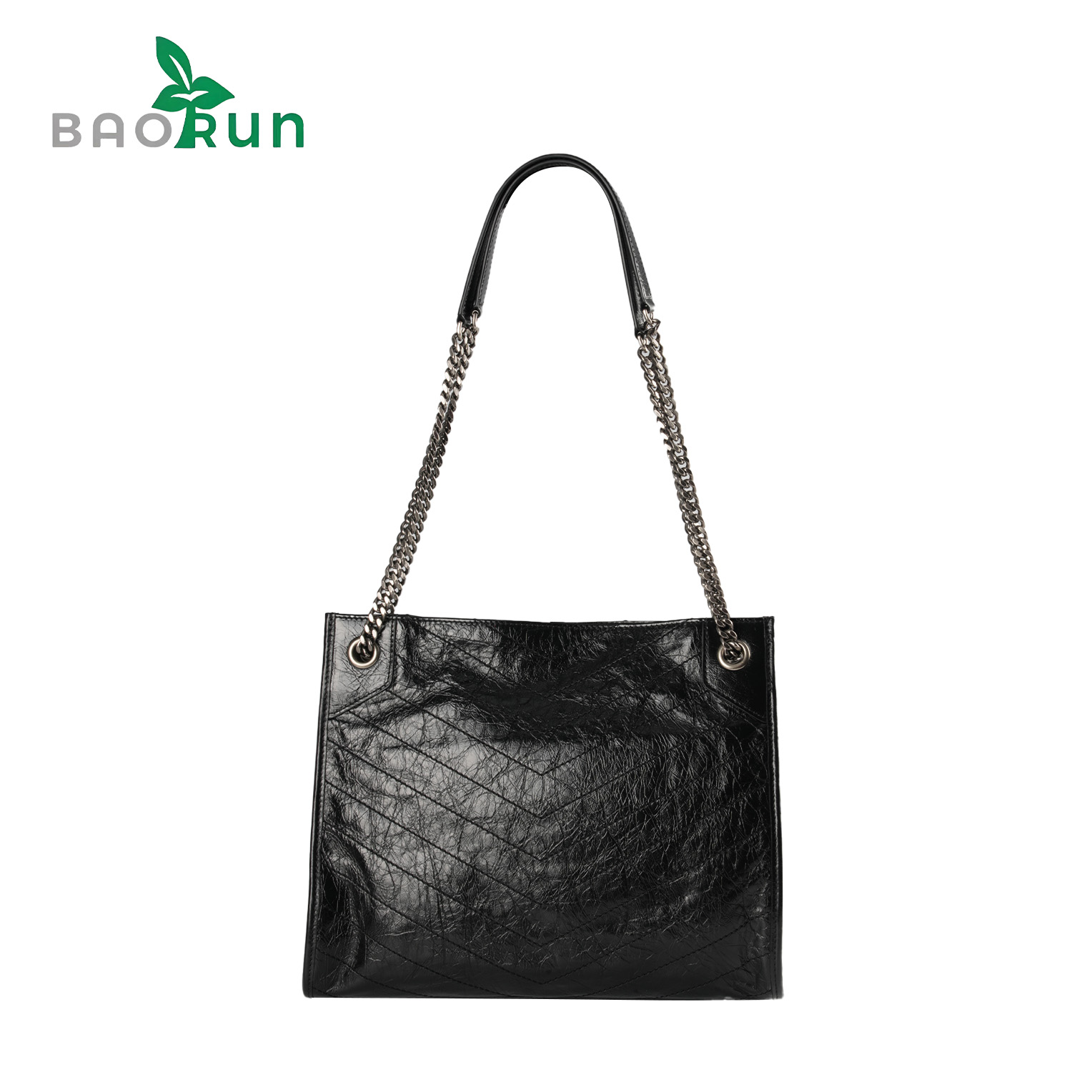 V纹购物袋时尚链条托特包油蜡牛皮女士单肩包日常休闲百搭