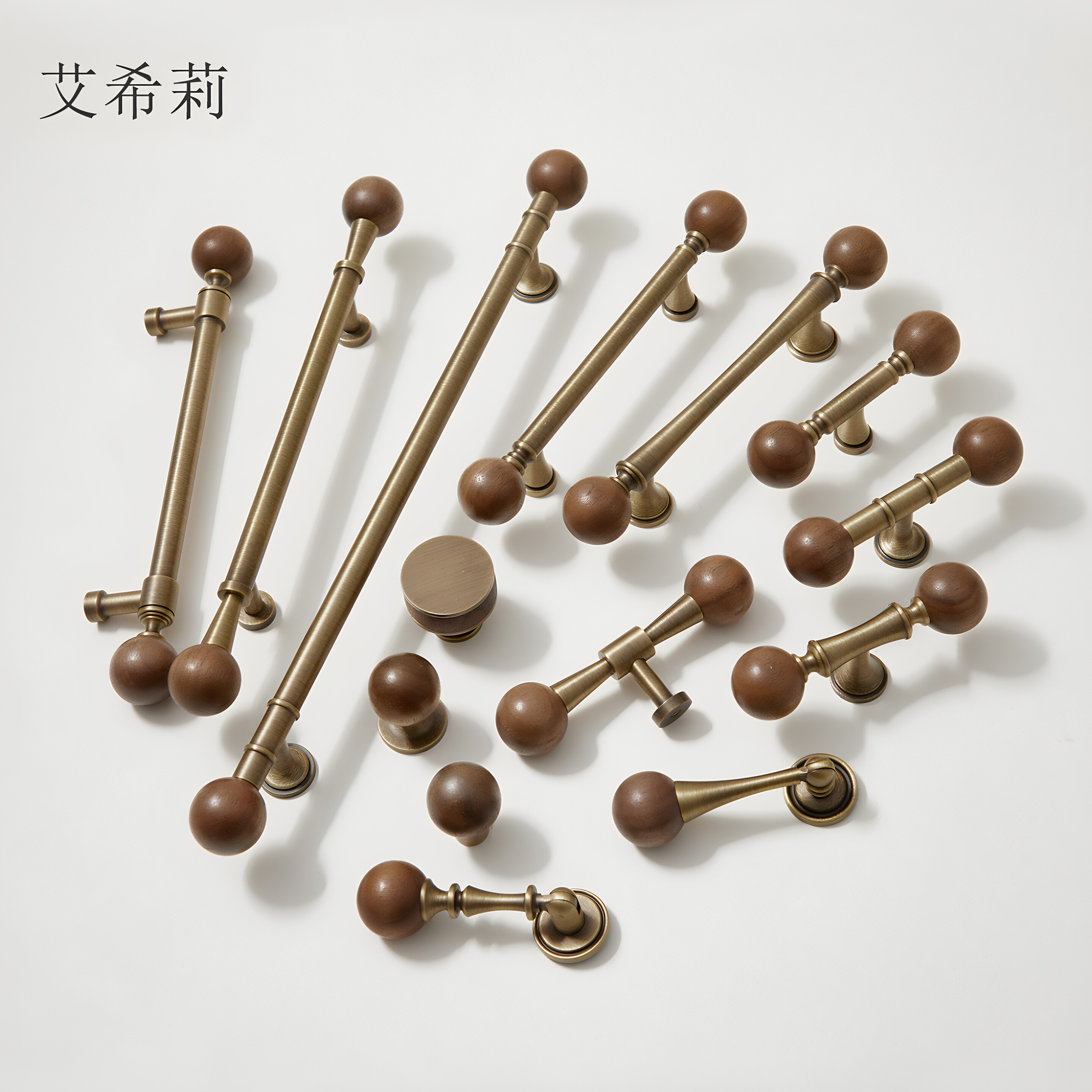 法式古铜胡桃木复古明装抽屉拉手