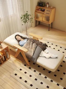 沙叠发床QMS子可折两用单人沙发椅多户功能小型客厅阳台实木懒人