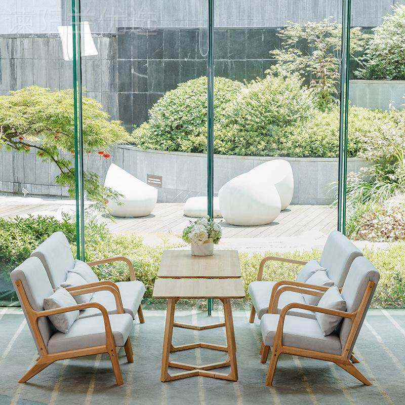 连锁奶茶店桌椅组合约洽谈实木双人DND甜咖啡休厅闲餐卡座沙品简