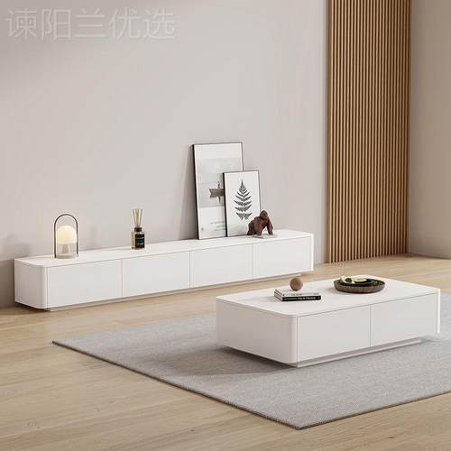 茶几电视柜组实木现合代客卧室悬挂电视简UPI约小柜户型落地式茶