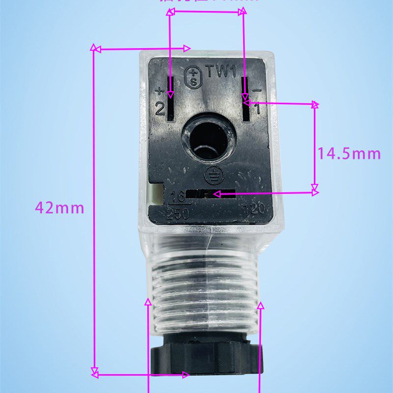 气动电磁阀插头dc24换向阀线圈带指示灯ac220v接头接线盒防尘防水