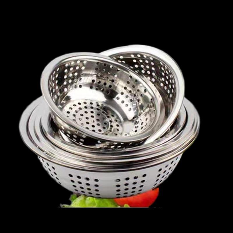 加厚不锈钢大孔漏盆沥水盆洗菜盆 漏盘 盆淘米篮米筛水果盆洗