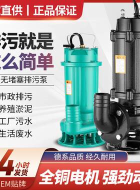 污水泵家用220V小型化粪池抽粪泥浆下水道切割排污高扬程潜水泵