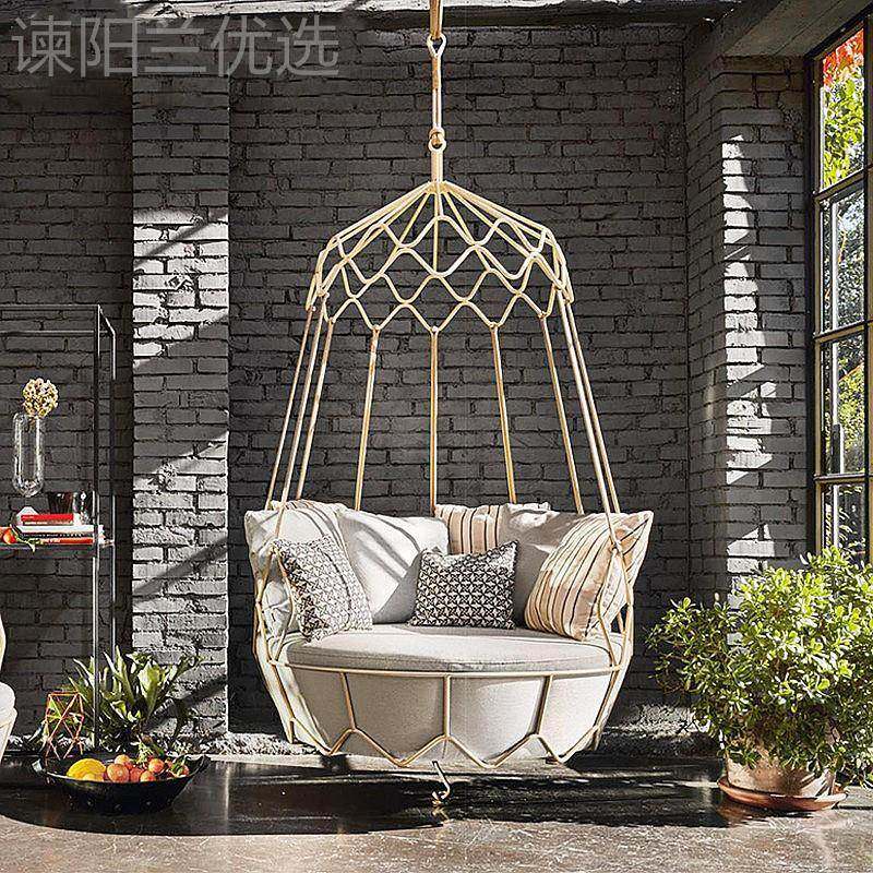 墅户外秋千庭院师吊悬挂鸟篮巢阳INZ台摇篮椅简约家具设计别沙发