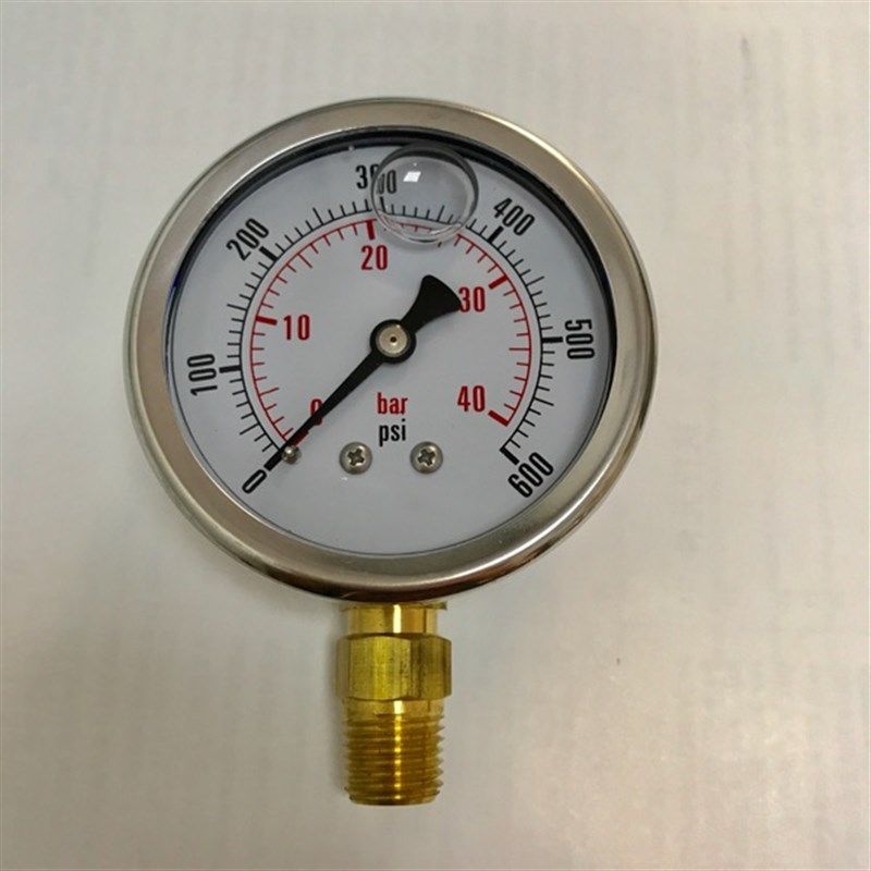 61mm压力表 外壳充液型 双刻度压力 0-40bar 0-600psi 螺纹npt1/4
