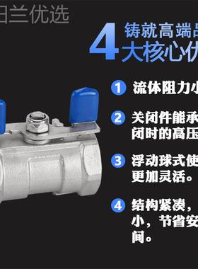 304不锈钢形球阀片式3蝶柄球阀2分/一63222分水管蝶阀门开关4分6