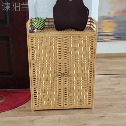 藤编鞋包柜邮MXT阳台鞋容架大量纳柜实木简易收进门口鞋柜大号储