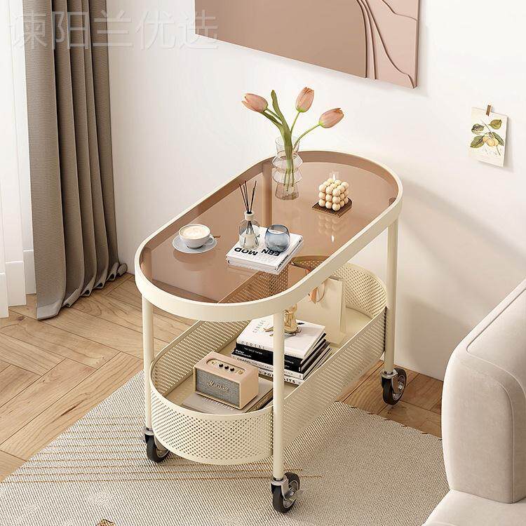 北欧钢化玻璃可移沙发边边柜简约现代床头侧边几柜小动几SKF茶小