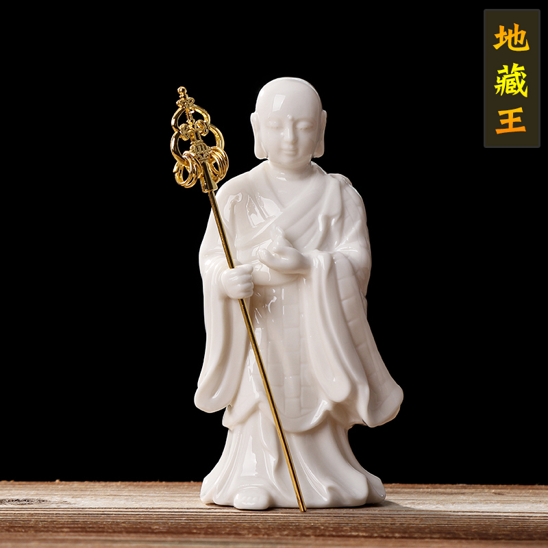 精品德化白瓷手工人物陶瓷地藏王佛像摆件玄关佛堂客厅家居摆设