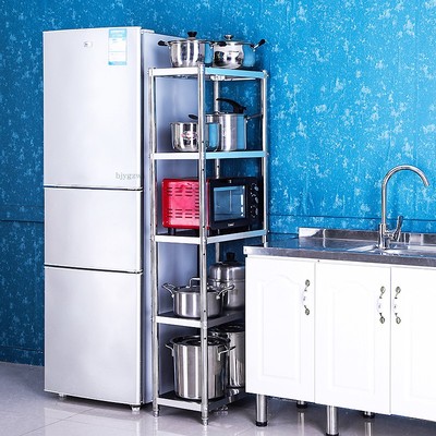 不锈钢厨房置物架落地多层宽25cm夹缝收纳5层缝隙20墙角锅盆架子