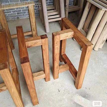 架木质桌子子YCN桌腿实木桌脚方形家用餐桌腿脚老榆木架大板台底