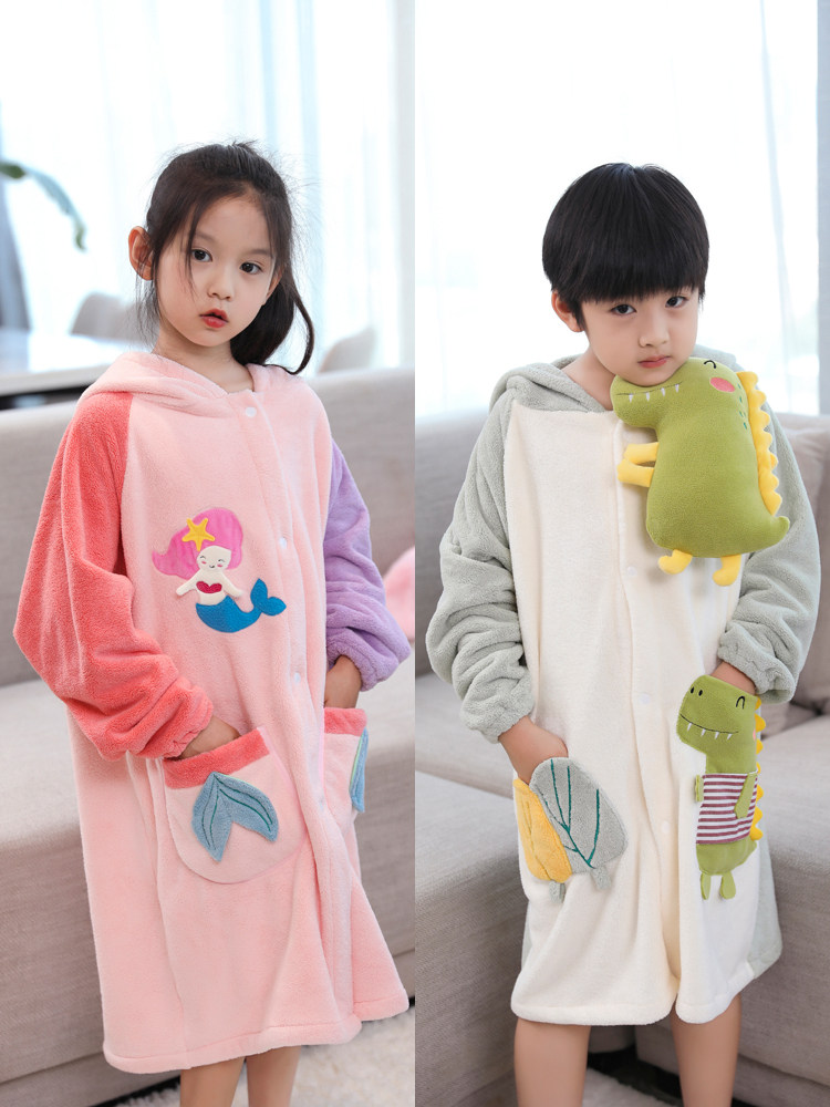 儿童专用大童浴巾斗篷浴袍可穿式速干男孩女童洗澡游泳2025新款冬