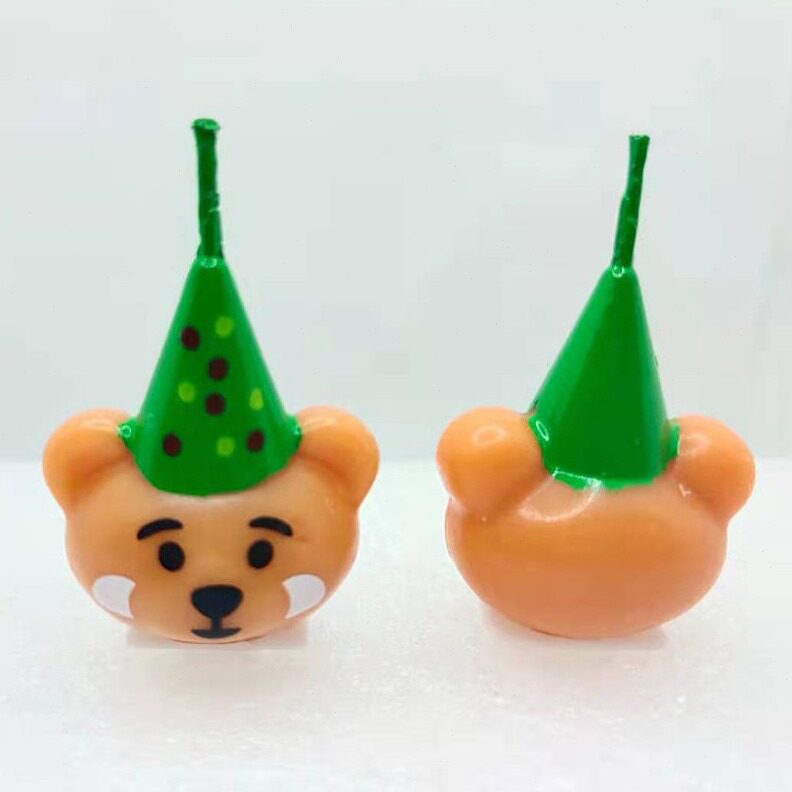 直销派对帽熊头蜡烛聚会生日蛋糕卡通蜡烛可爱小熊蛋糕装饰蜡烛派