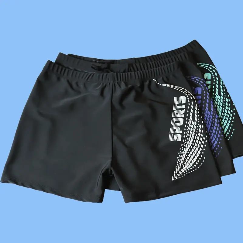 涤纶泳裤男士成人宽松舒适加大码印花平角速干温泉沙滩游泳裤