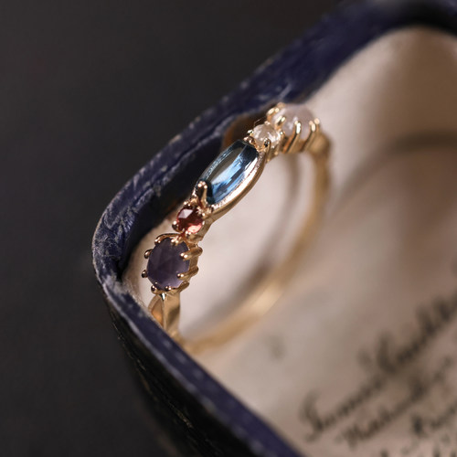 珞笙托帕石拉长石堇青石轻奢戒指