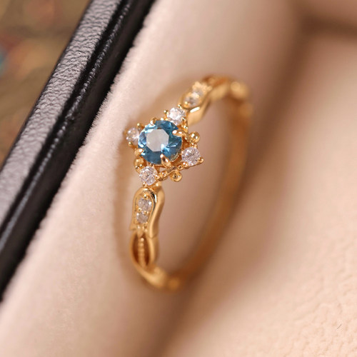 珞笙伦敦蓝托帕石优雅彩宝戒指