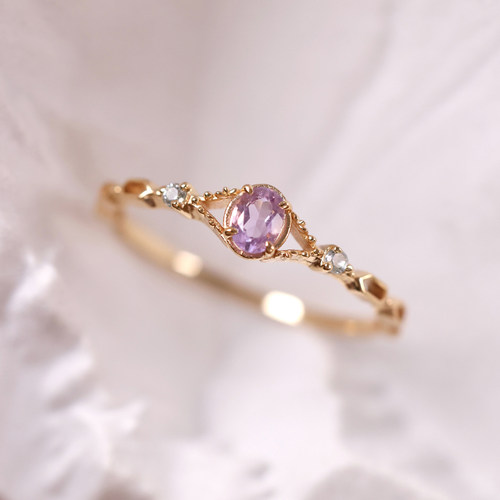 珞笙粉紫晶精致轻奢高级感戒指