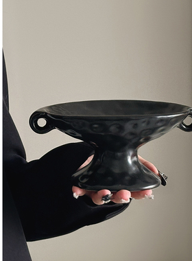 轻奢双耳陶瓷芳香疗法托盘高珠宝存储托盘Wabi-Sabi风格覆古装饰