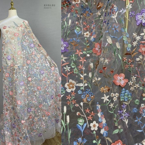 重工刺绣蕾丝面料上衣绣花布料