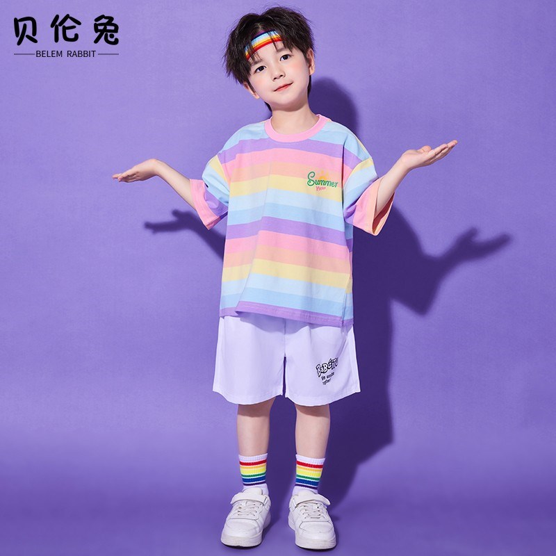 六一演出服儿童啦啦队小学生舞蹈合唱表演服装幼儿园朗诵彩虹套装