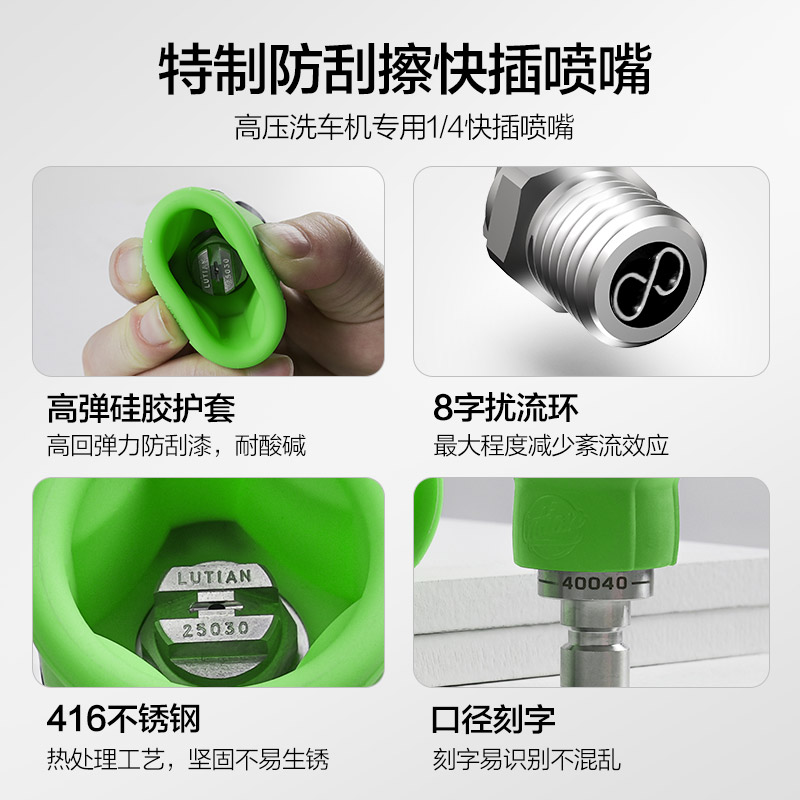 绿田防刮擦喷嘴1/4快插喷头高压洗车机专用配件出水喷头水枪喷嘴