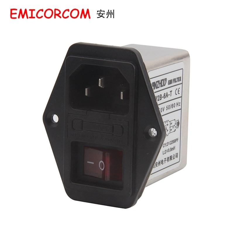 带灯 CW2B-6A-T IEC插座式交流电源滤波器 CW2B-10A-T CW2B-3A-T