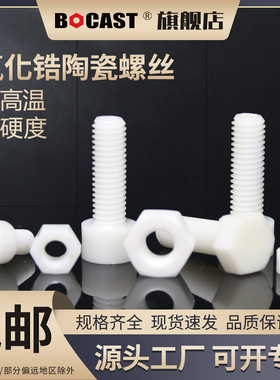 氧化锆陶瓷螺丝螺母绝缘耐磨耐高温防腐蚀M3-M8外六方内六角螺丝