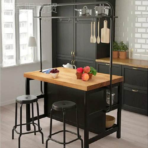 #1I可移动中台餐一体家用桌开放式厨房小吧台隔XPC断单岛独料理台