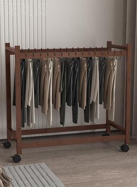 kt落地裤衣架夹NXZ收纳架楠可移动竹裤架子无痕挂衣架裤整理裤挂