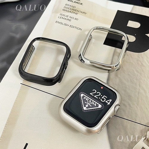 QALUO电镀保护壳半包适用apple watchS11/S10代iwatch9苹果手表se/8/7/6/5/4硬壳套40/41/44/46mm男女Ultra