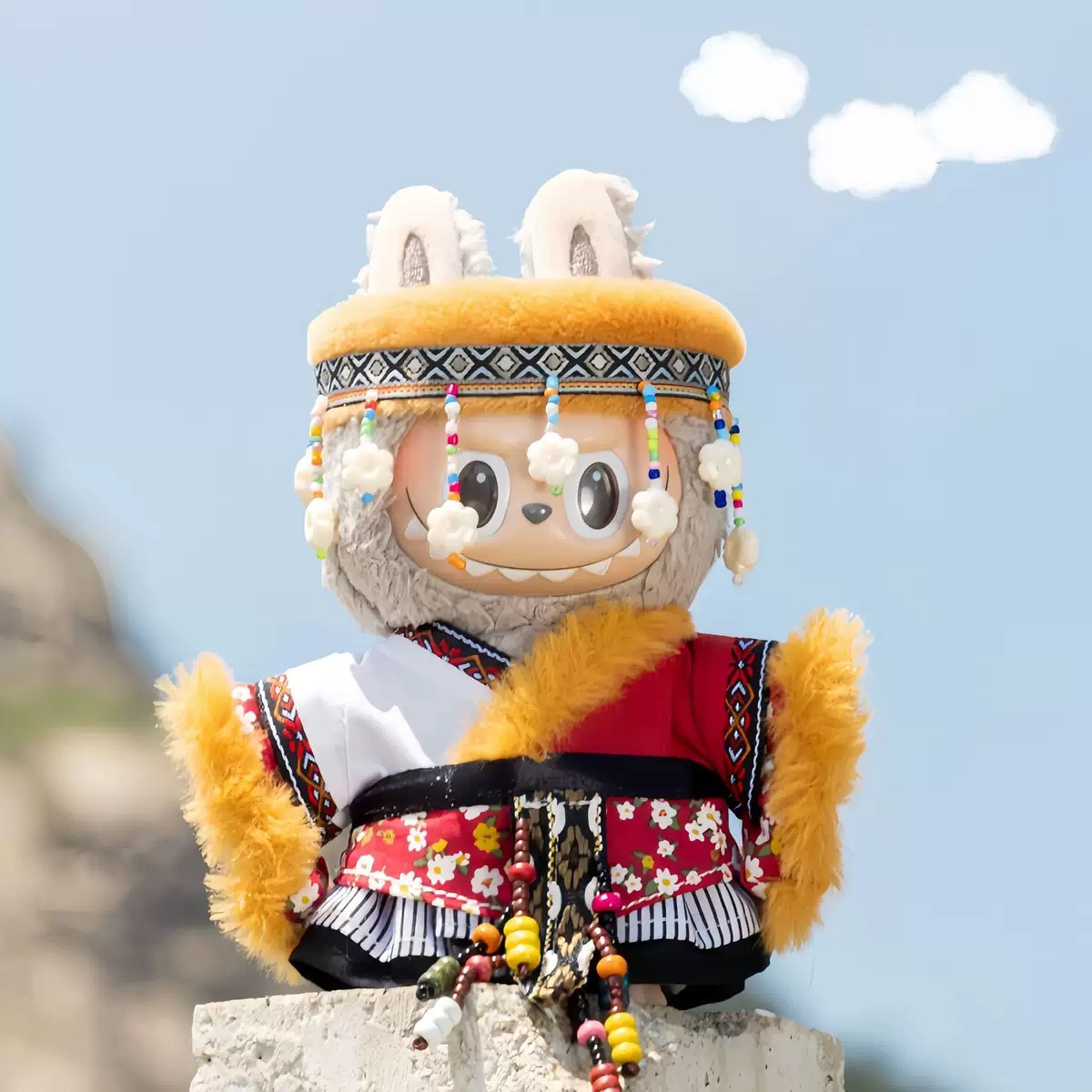labubu娃衣17cm拉布布衣服一二三代可乐挂件藏袍服装套装公仔配饰
