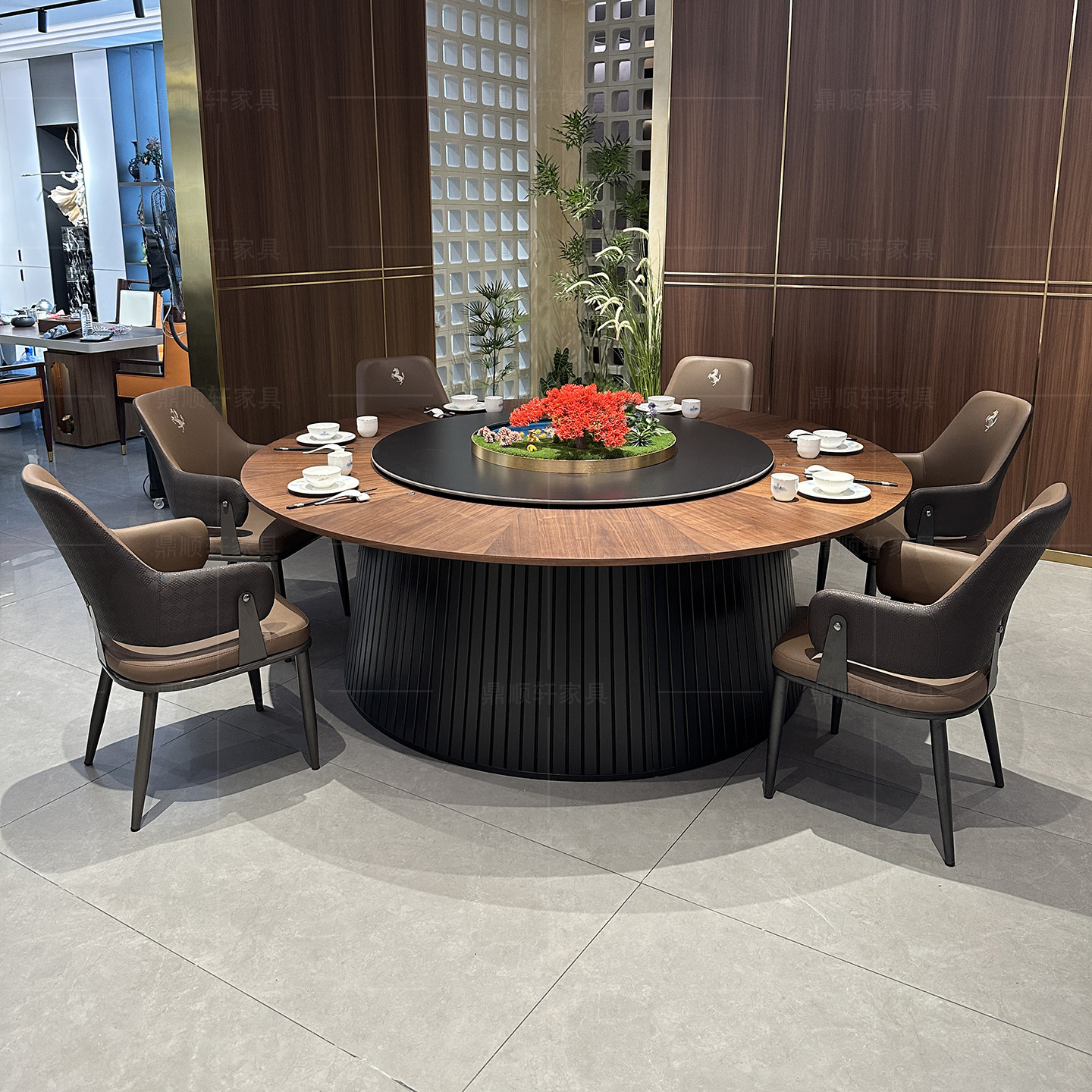 新中式酒店电动餐桌大圆桌带转盘岩板商用家用桌椅2米20人圆餐桌,住宅家具,岩板餐桌,淘宝优惠券,粉丝福利购,淘宝优惠卷
