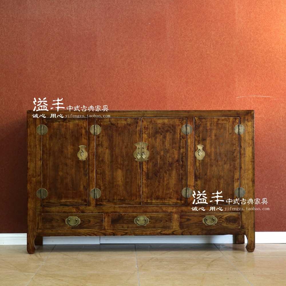 明清仿古实木复古柜子做旧储物柜中式隔断柜装饰餐边柜玄关门厅柜