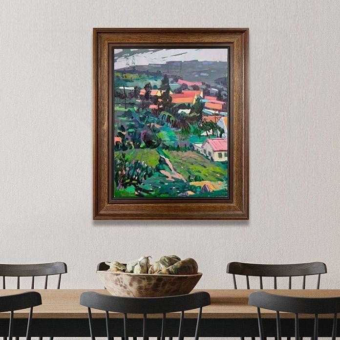 手绘油画现代简约餐厅花卉肌理油画手工立体客厅装饰画实木框图片