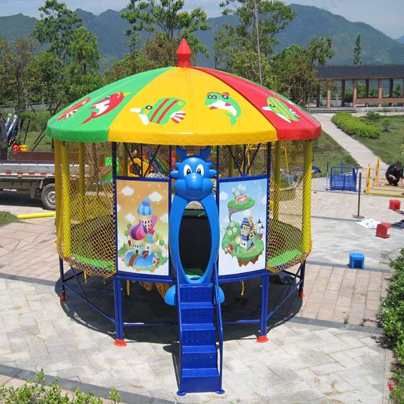 卡通动物大型户外公园塑料棚蹦蹦床幼儿园带哈哈镜弹跳床玩具直销