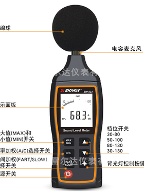 深达威SW-523/SW-524 便携式 数字噪音计 声音测量仪 分贝仪