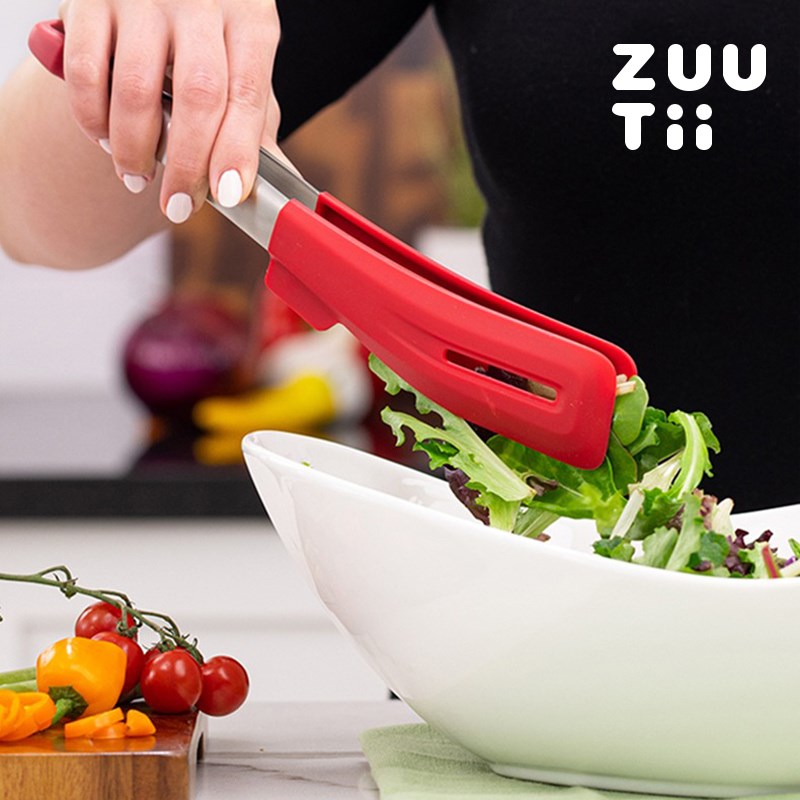 zuutii夹子食品夹硅胶煎牛排夹厨房不锈钢家用烤肉夹耐高温食物夹