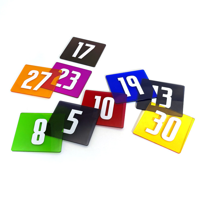 薇素蔓数字牌创意正方形半透明桌号牌醒目多彩时尚显眼彩色定做餐