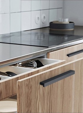 大L加厚美式拉手太空铝型材氧化黑色加长拉手柜门抽屉衣柜门把手