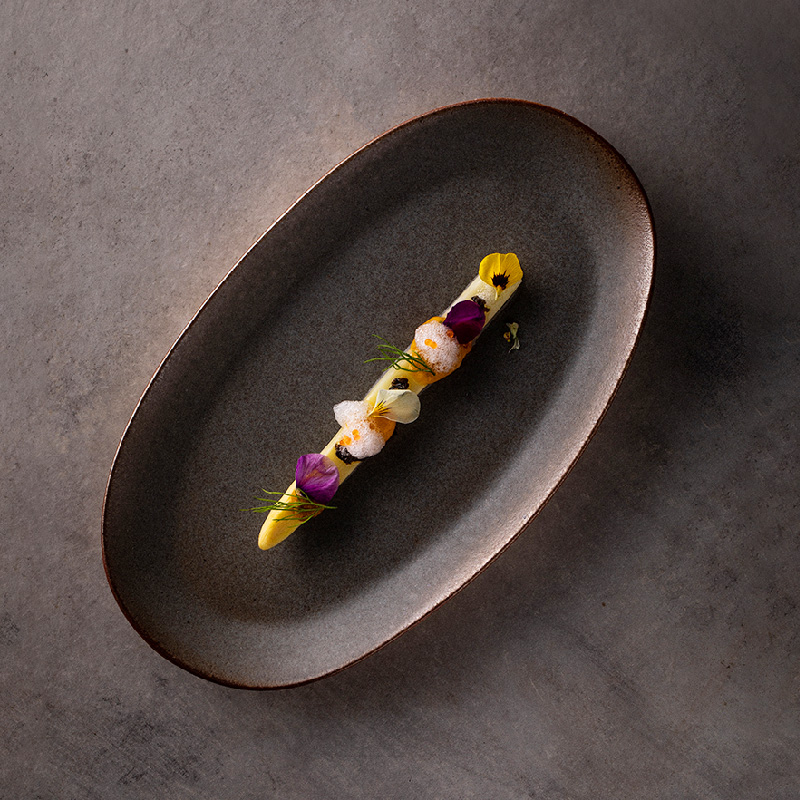 朵颐景-龙潭灰色盘子菜盘家用椭圆盘装鱼餐盘长条盘深盘寿司盘