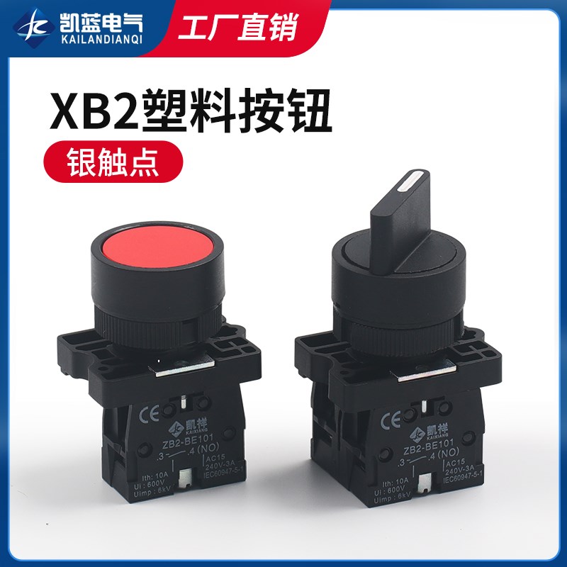 自复位平头启动电源按钮开关 XB2-EA42/31/25/33旋钮带自锁二档