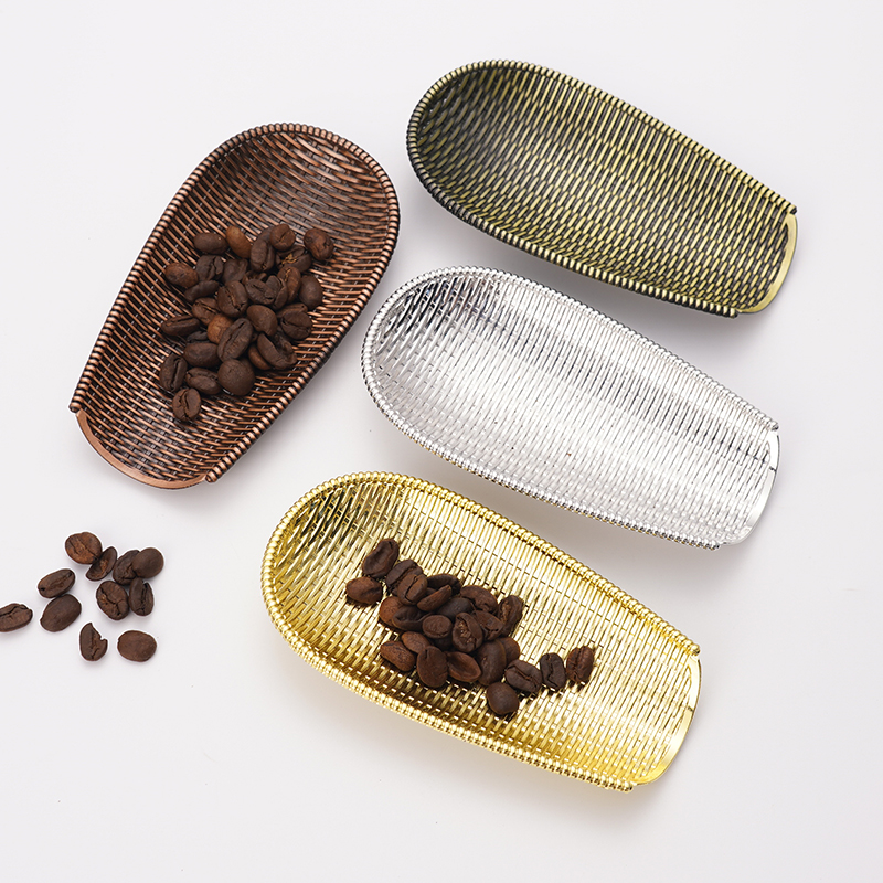 复古不锈钢咖啡豆盘测样品咖啡豆展示盘生豆创意簸箕接豆碟子
