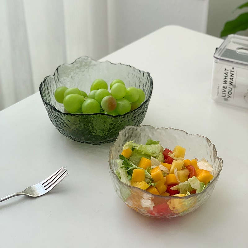 日式玻璃碗甜品水果沙拉碗家用客厅茶几水果盘冰粉碗雪糕冰淇淋碗