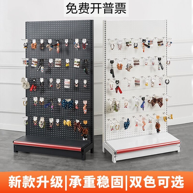 超市货架饰品渔具展示架便利店小卖部文具单双面多层置物挂钩货架