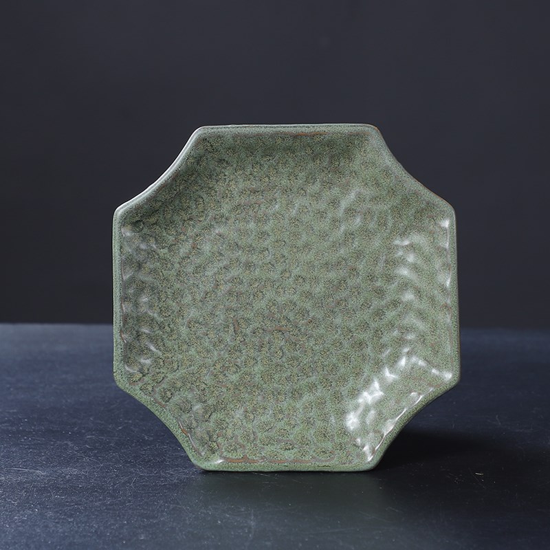 陶瓷花盆托盘多肉绿植接水盘八角形圆形置物架茶托摆件家用花托移