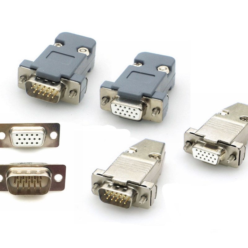 DB15针串口插头三排15芯接头 D-SUB插头 VGA HDB15公/母焊接头